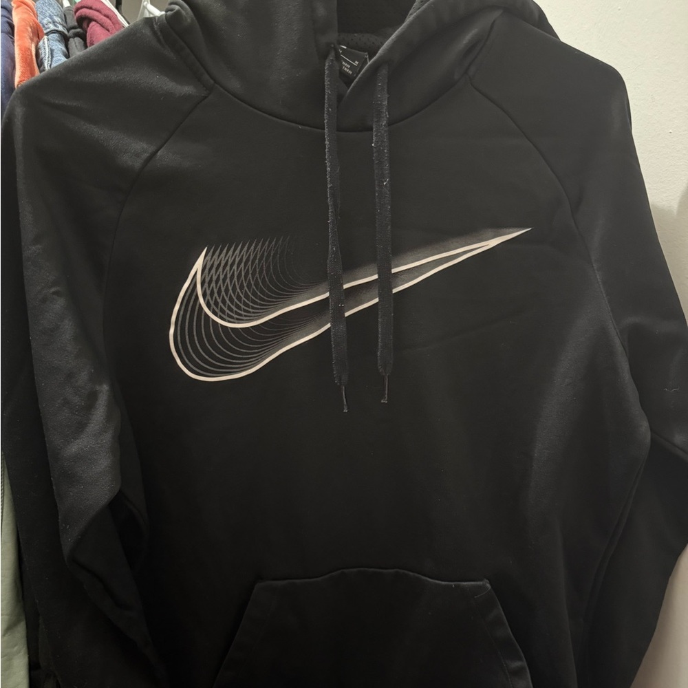 Nike Men's Black Hoodie with White Logo